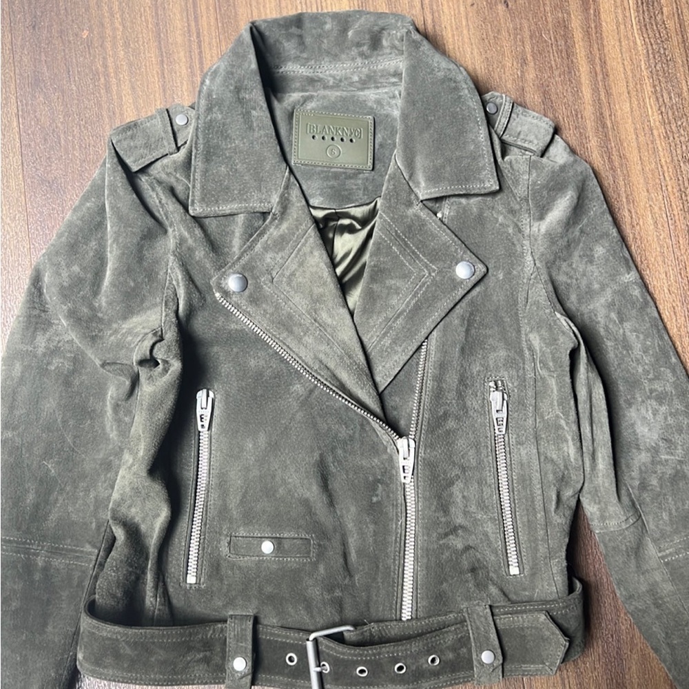 Blank NYC Olive Green Suede Moto Jacket
